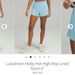 Lululemon Chill Blue Hotty Hot shorts size 2 4” inseam High Rise
